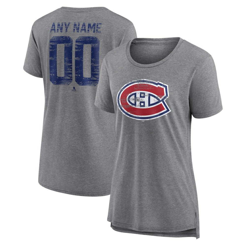 Montreal Canadiens Women's Heritage Custom Tri-Blend T-Shirt - Gray | NHL near me