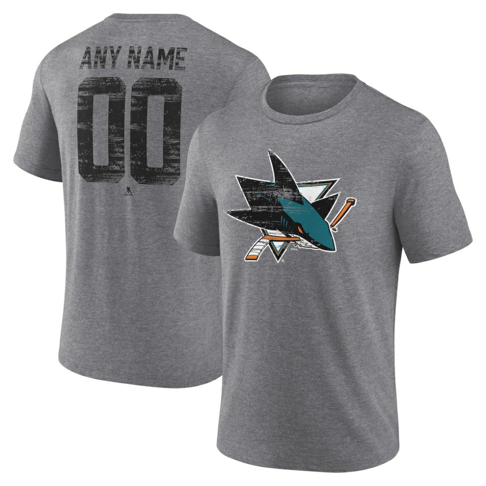 San Jose Sharks Heritage Custom Tri-Blend T-Shirt - Gray | NHL discount