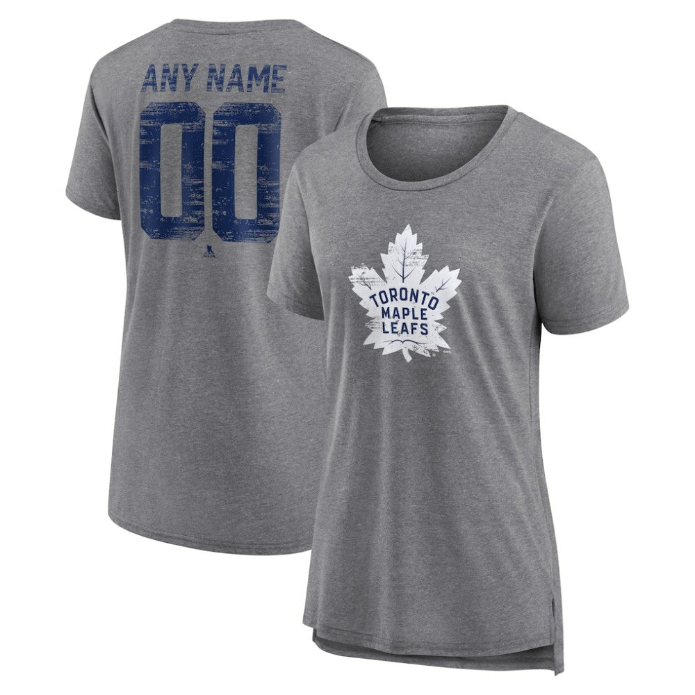 Toronto Maple Leafs Women's Heritage Custom Tri-Blend T-Shirt - Gray | NHL Clearance