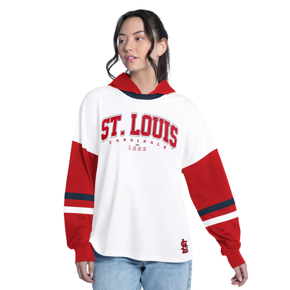 St. Louis Cardinals G-III 4Her by Carl Banks Women's Key Player Oversized Hooded Long Sleeve T-Shirt for sale