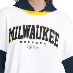 Milwaukee Brewers G-III 4Her by Carl Banks Women's Key Player Oversized Hooded Long Sleeve T-Shirt Outlet
