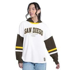 San Diego Padres G-III 4Her by Carl Banks Women's Key Player Oversized Hooded Long Sleeve T-Shirt Discount