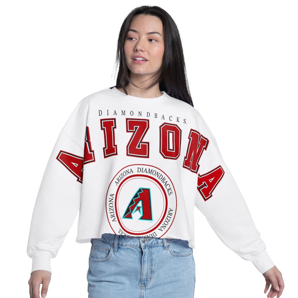 Arizona Diamondbacks G-III 4Her by Carl Banks Women's Bleachers Cropped Pullover Sweatshirt Outlet
