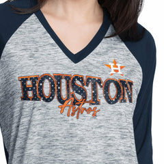 Houston Astros G-III 4Her by Carl Banks Women's Speed Training 3/4-Sleeve Rhinestone V-Neck T-Shirt Discount