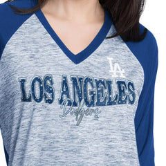 Los Angeles Dodgers G-III 4Her by Carl Banks Women's Speed Training 3/4-Sleeve Rhinestone V-Neck T-Shirt Online