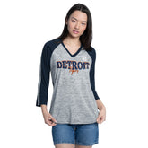 Detroit Tigers G-III 4Her by Carl Banks Women's Speed Training 3/4-Sleeve Rhinestone V-Neck T-Shirt Online