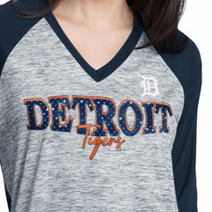 Detroit Tigers G-III 4Her by Carl Banks Women's Speed Training 3/4-Sleeve Rhinestone V-Neck T-Shirt Online