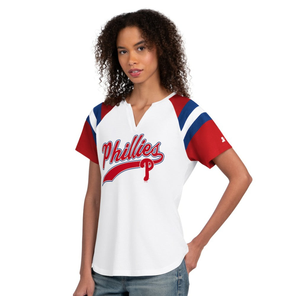 Philadelphia Phillies Starter Women's Game On Notch Neck T-Shirt for sale