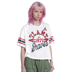 Atlanta Braves Starter Women's Cropped Hurry Up Offense T-Shirt Discount