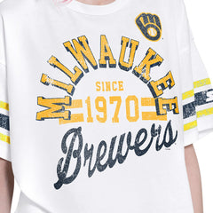 Milwaukee Brewers Starter Women's Cropped Hurry Up Offense T-Shirt Online