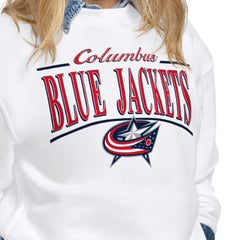 Columbus Blue Jackets Starter Women's Arch Stripe Fleece Sweatshirt - White | NHL sale