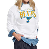 St. Louis Blues Starter Women's Arch Stripe Fleece Sweatshirt - White | NHL Lifestyle