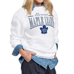 Toronto Maple Leafs Starter Women's Arch Stripe Fleece Sweatshirt - White | NHL on sale