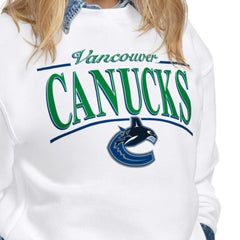 Vancouver Canucks Starter Women's Arch Stripe Fleece Sweatshirt - White | NHL on sale
