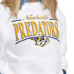 Nashville Predators Starter Women's Arch Stripe Fleece Sweatshirt - White | NHL discount