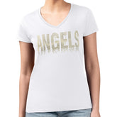 Los Angeles Angels G-III 4Her by Carl Banks Women's Metallic Drop Lightweight V-Neck T-Shirt Sale