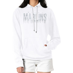 Miami Marlins G-III 4Her by Carl Banks Women's Metallic Drop Fleece Hoodie Near Me