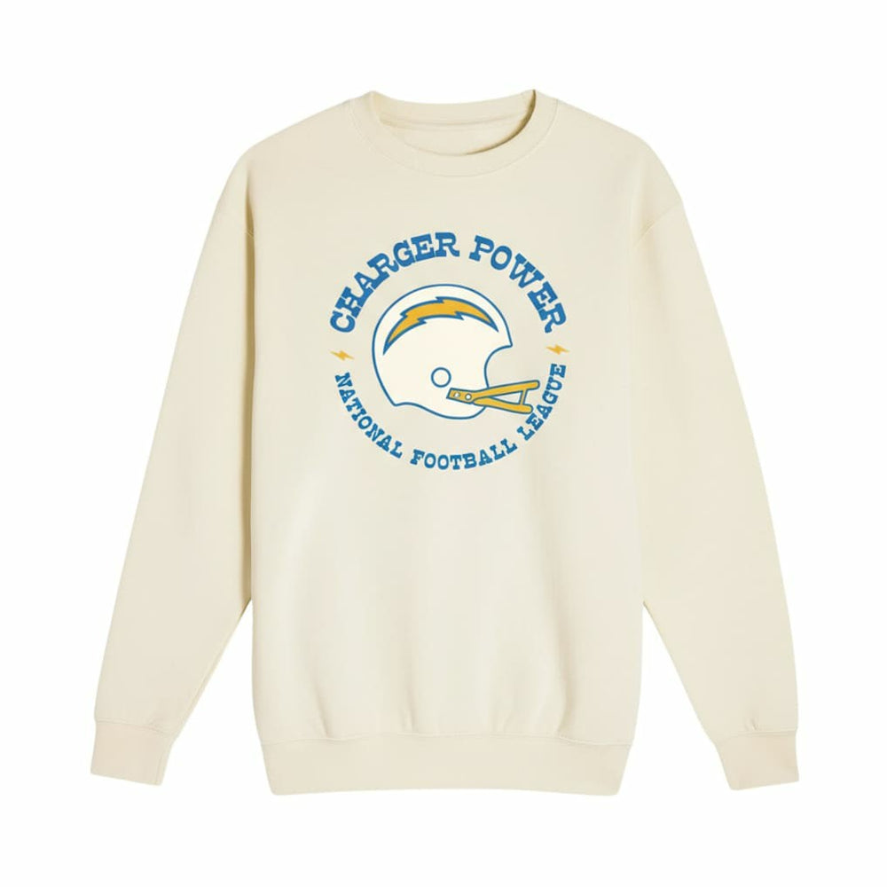 Los Angeles Chargers The Wild Collective Unisex Charger Power Fleece Sweatshirt - Cream - NFL