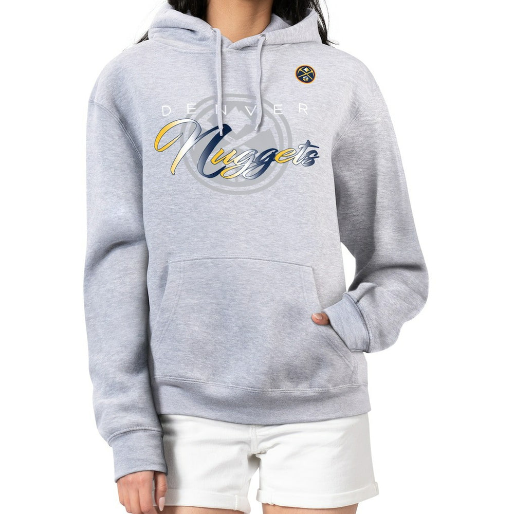 Denver Nuggets G-III 4Her by Carl Banks Women's Shadow Logo Tri-Blend Fleece Hoodie Gray