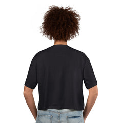 Super Bowl LX G-III 4Her by Carl Banks Women's Play Ball Oversized Rhinestone Cropped T-Shirt - Black - NFL