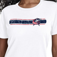 Columbus Blue Jackets Starter Women's Team Stripe T-Shirt - White | NHL Lifestyle