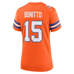 Nik Bonitto Denver Broncos Women's Alternate 2 Mile High Collection 1977 Throwback Game Jersey - Orange - Nike