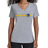 Golden State Warriors Starter Women's Team Stripe V-Neck T-Shirt Gray