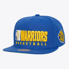 Mitchell & Ness Golden State Warriors Hardwood Classics Old School Stacked Text Snapback Hat Royal