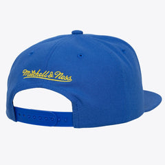 Mitchell & Ness Golden State Warriors Hardwood Classics Old School Stacked Text Snapback Hat Royal