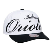 Baltimore Orioles Mitchell & Ness Unisex XL Script Pro Crown Snapback Hat Outlet