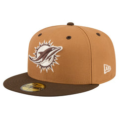 Miami Dolphins New Era Two-Tone Walnut 59FIFTY Fitted Hat - Light Brown/Dark Brown - NFL