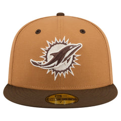 Miami Dolphins New Era Two-Tone Walnut 59FIFTY Fitted Hat - Light Brown/Dark Brown - NFL