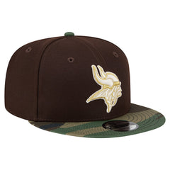Minnesota Vikings Adult Burnt Wood Camo 9FIFTY Snapback Hat - Dark Brown - NFL