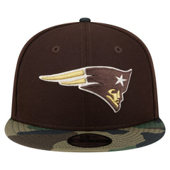 New England Patriots Adult Burnt Wood Camo 9FIFTY Snapback Hat - Dark Brown - NFL