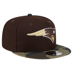 New England Patriots Adult Burnt Wood Camo 9FIFTY Snapback Hat - Dark Brown - NFL