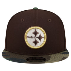 Pittsburgh Steelers Adult Burnt Wood Camo 9FIFTY Snapback Hat - Dark Brown - NFL