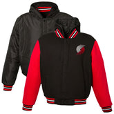 Portland Trail Blazers JH Design Youth Reversible Fleece Full-Zip Varsity Hoodie Black