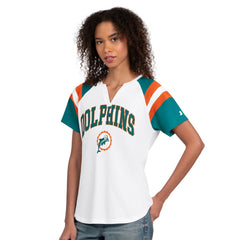 Miami Dolphins Starter Women's Game On Notch Neck T-Shirt - White - NFL