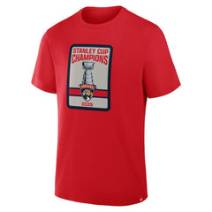 Florida Panthers 2025 Stanley Cup Champions Banner Raising T-Shirt - Red | NHL on sale