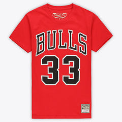 Mitchell & Ness Scottie Pippen Chicago Bulls Unisex Hardwood Classics Name & Number T-Shirt Red