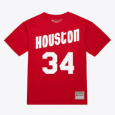 Mitchell & Ness Hakeem Olajuwon Houston Rockets Unisex Hardwood Classics Name & Number T-Shirt Red