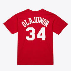 Mitchell & Ness Hakeem Olajuwon Houston Rockets Unisex Hardwood Classics Name & Number T-Shirt Red