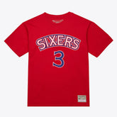 Mitchell & Ness Allen Iverson Philadelphia 76ers Unisex Hardwood Classics Name & Number T-Shirt Red