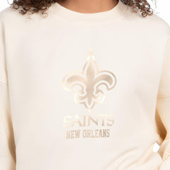 New Orleans Saints Starter Women's Travel Pastels Boxy Fleece Sweatshirt - Cream - NFL
