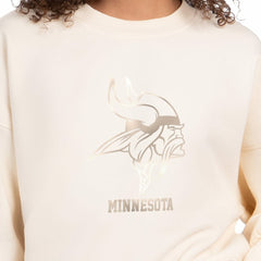 Minnesota Vikings Starter Women's Travel Pastels Boxy Fleece Sweatshirt - Cream - NFL