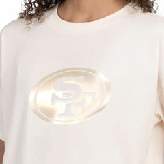 San Francisco 49ers Starter Women's Pastel Travel Boxy Cropped T-Shirt - Cream - NFL