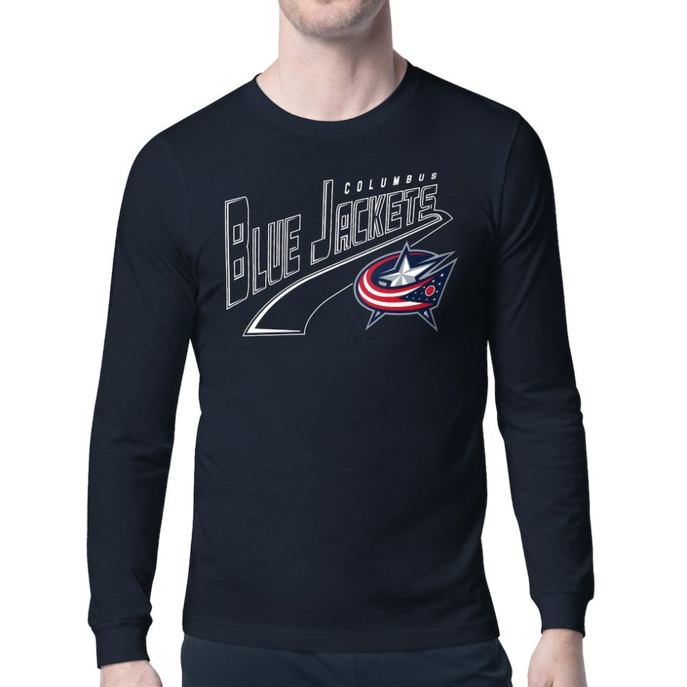 Columbus Blue Jackets Starter Modern Tailsweep Long Sleeve T-Shirt - Navy | NHL Lifestyle