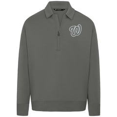 Washington Nationals Levelwear Luxe Signature Quarter-Zip Chenille Logo Tri-Blend Sweatshirt for sale