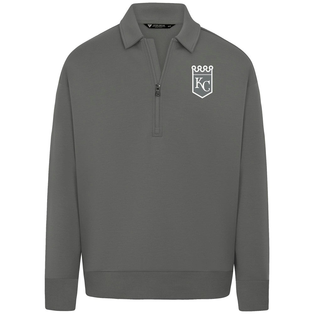 Kansas City Royals Levelwear Luxe Signature Quarter-Zip Chenille Logo Tri-Blend Sweatshirt Sale