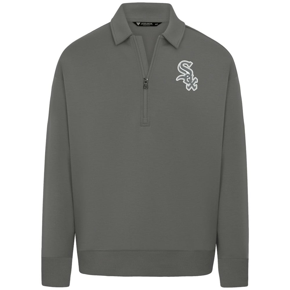 Chicago White Sox Levelwear Luxe Signature Quarter-Zip Chenille Logo Tri-Blend Sweatshirt for sale